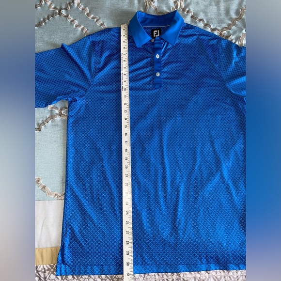 FootJoy FJ Golf Men's Blue Geometric Grid Performance Golf Polo Size Medium - Picture 3 of 6